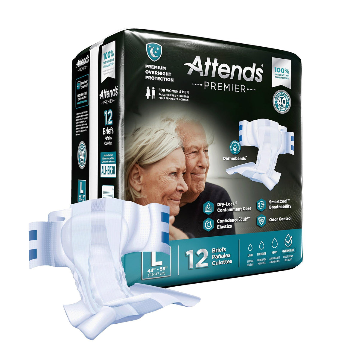 Large Disposable Adult Briefs with Tabs, 12 Ct V508