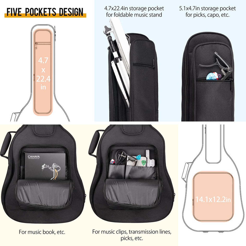 Soft Padded Acoustic Guitar Case with 5 Pockets T319758