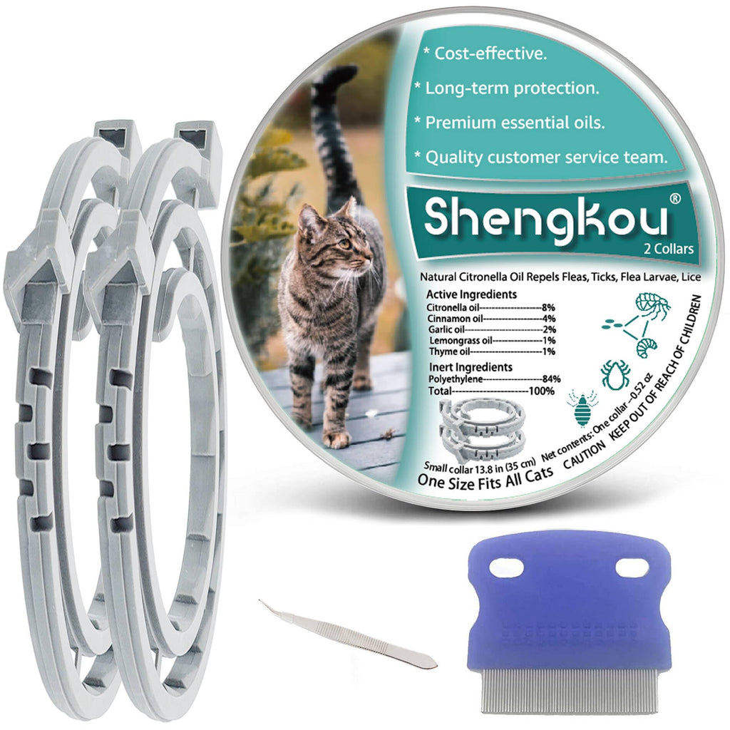 Flea and Tick Collar for Cats 12-Month Protection Waterproof 2 Packs E290