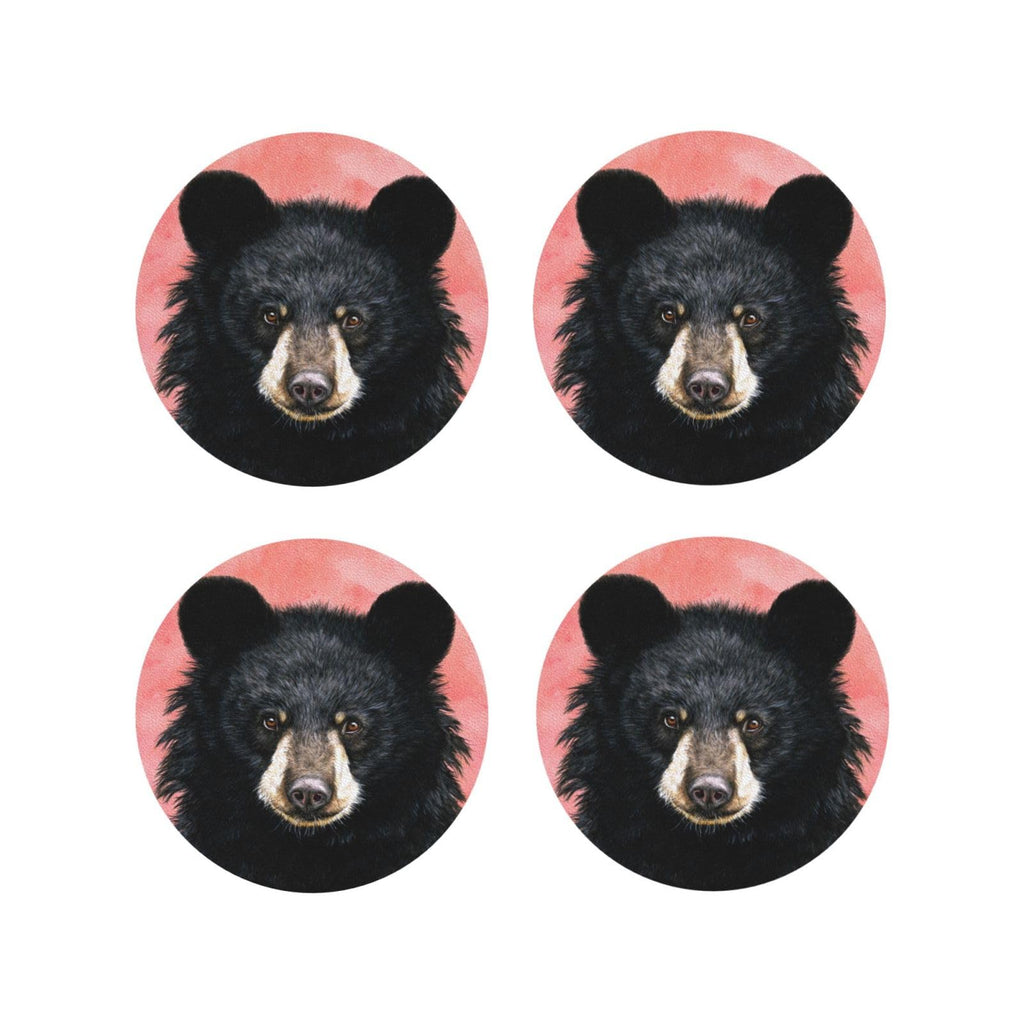 Black Bear Leather Coasters Set of 4 C866
