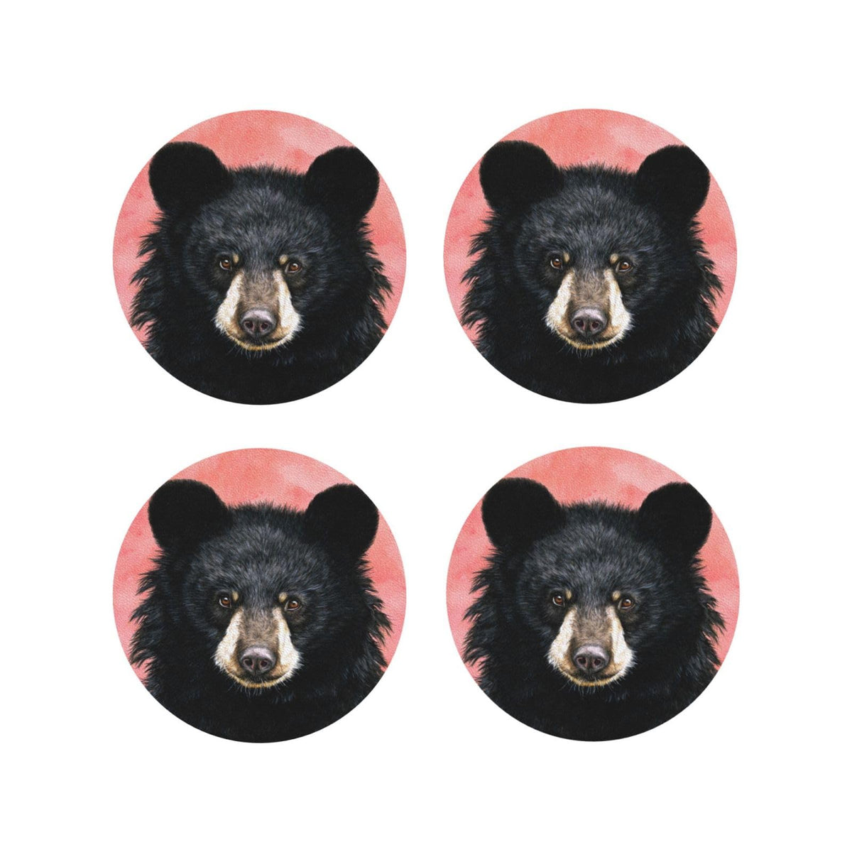 Black Bear Leather Coasters Set of 4 C866