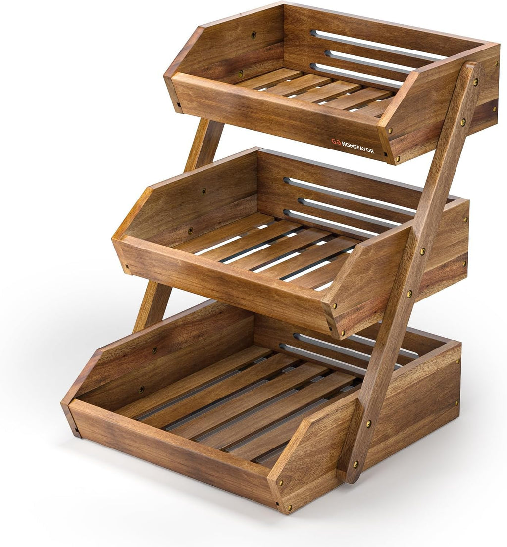 3-Tier Acacia Wood Fruit Basket Z691297