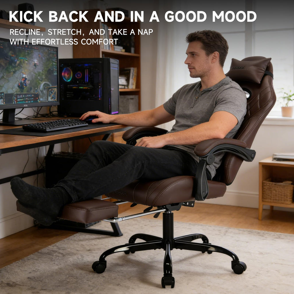 Gaming Chair with Footrest and Massage Lumbar Support E454631