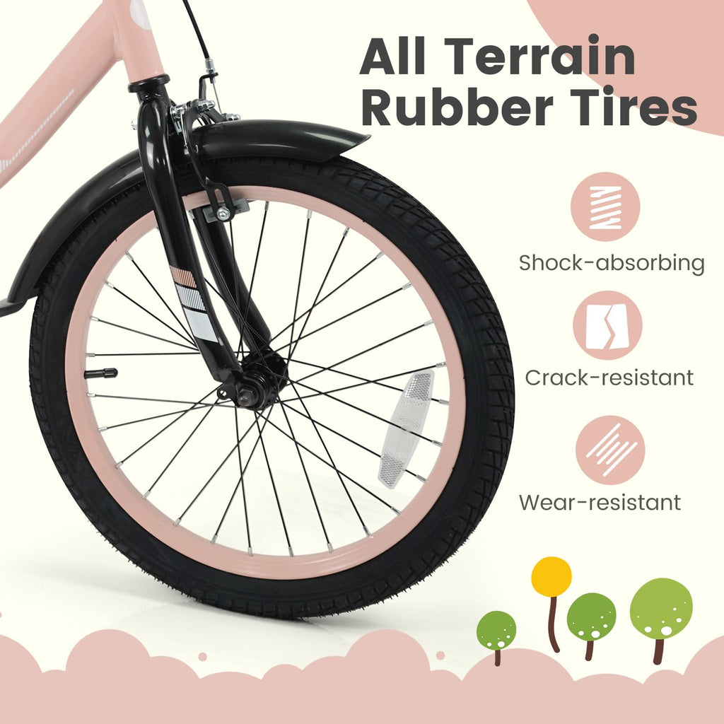 Kids Bike with Removable Training Wheels, Dual Brakes, Adjustable Seat & Handlebar C342