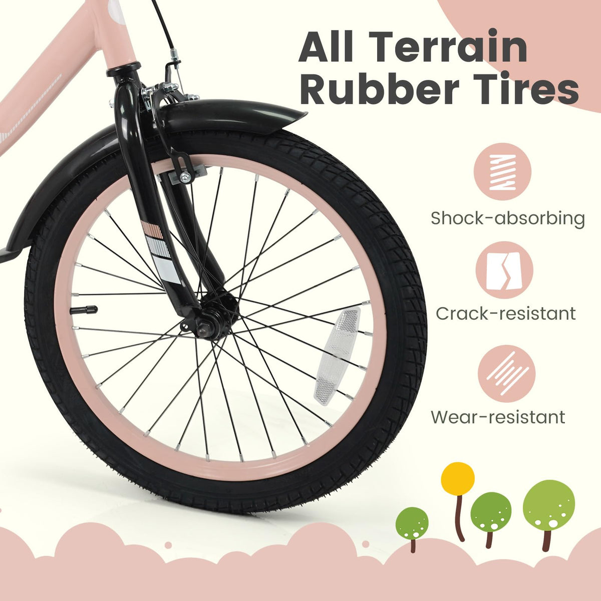 Kids Bike with Removable Training Wheels, Dual Brakes, Adjustable Seat & Handlebar C342