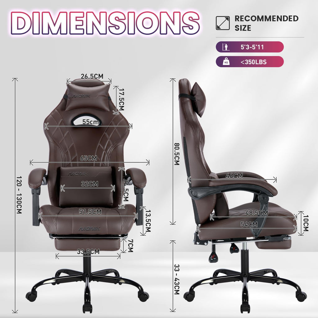 Gaming Chair with Footrest and Massage Lumbar Support E454631