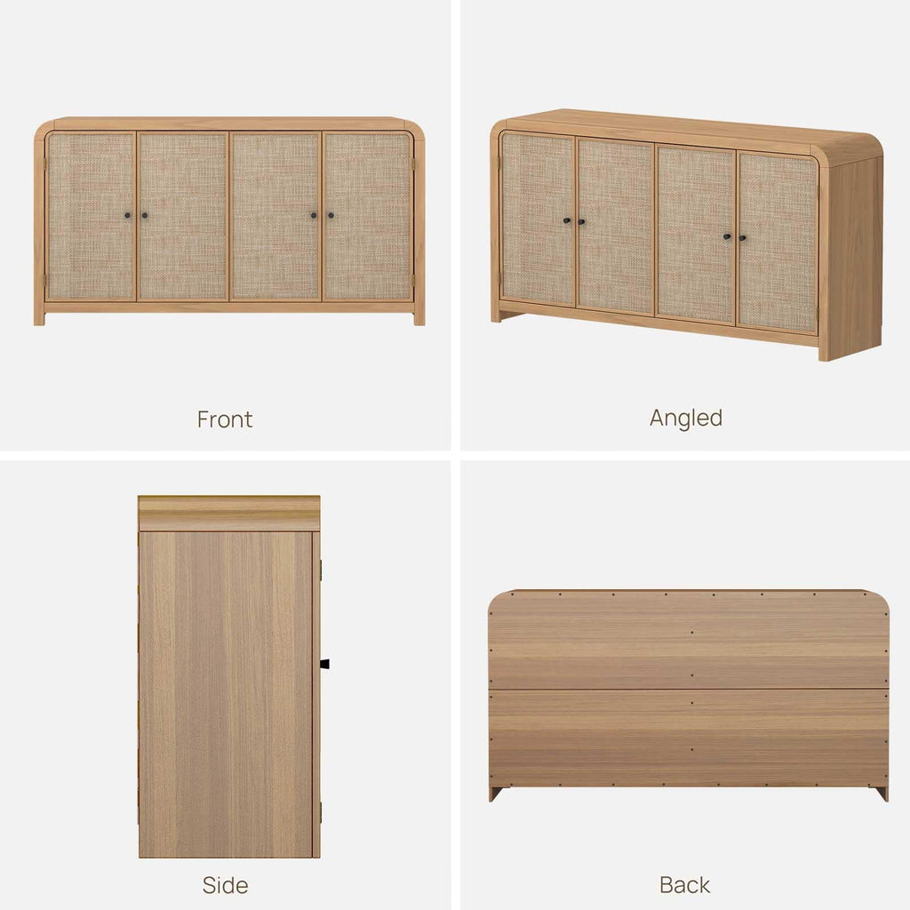Oak Rattan Sideboard Buffet Cabinet I907