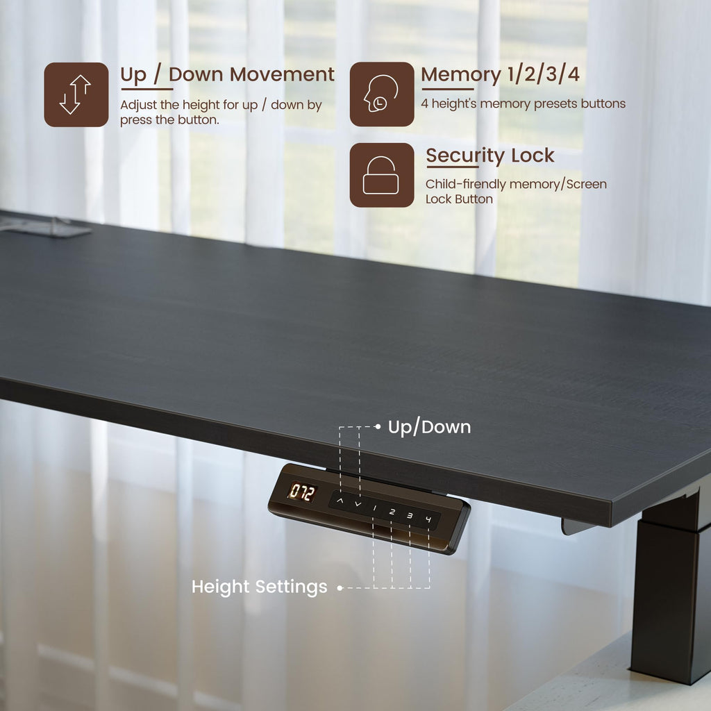 L Shaped Electric Standing Desk with Hutch and Drawers D785