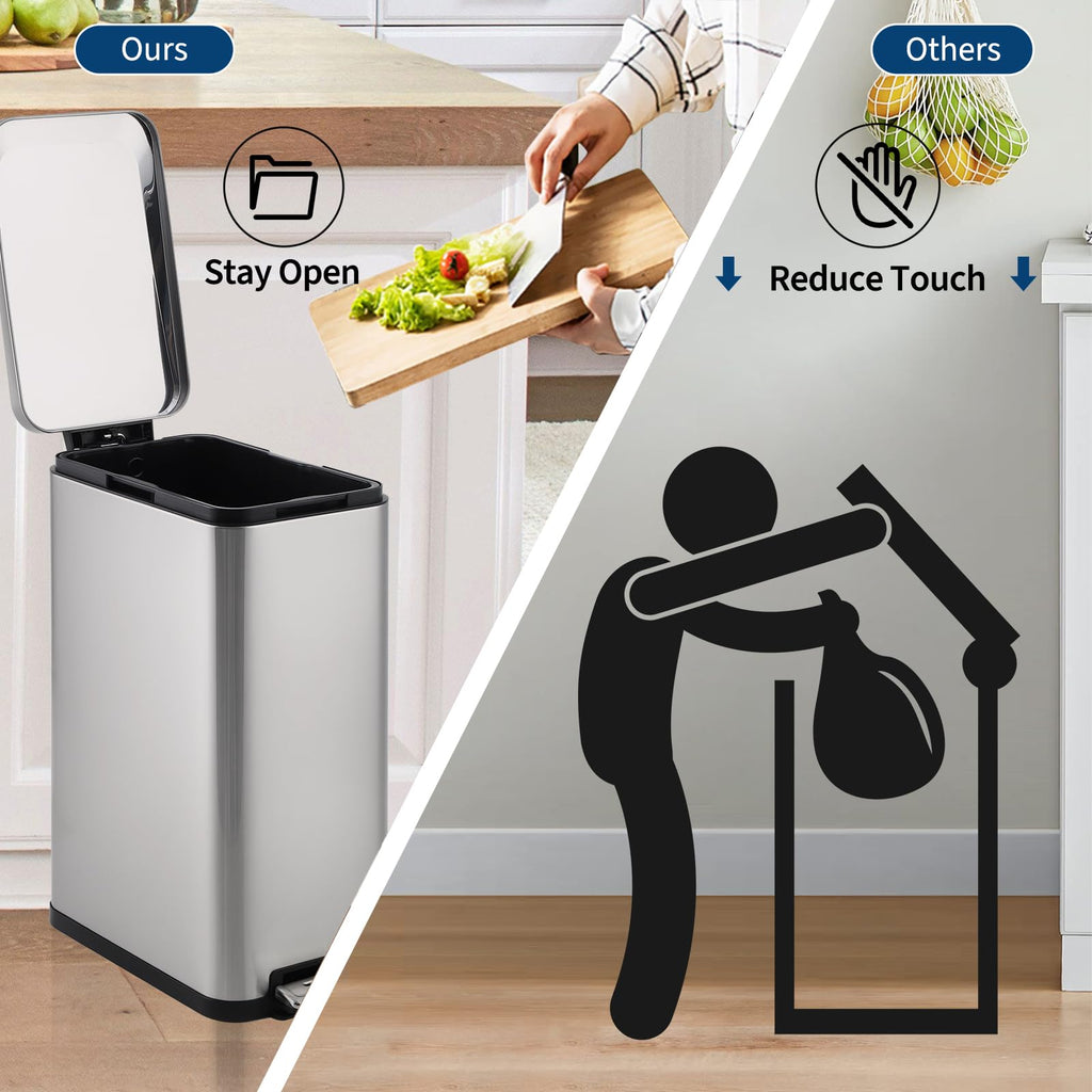 13.2 Gallon Stainless Steel Step Trash Can G494