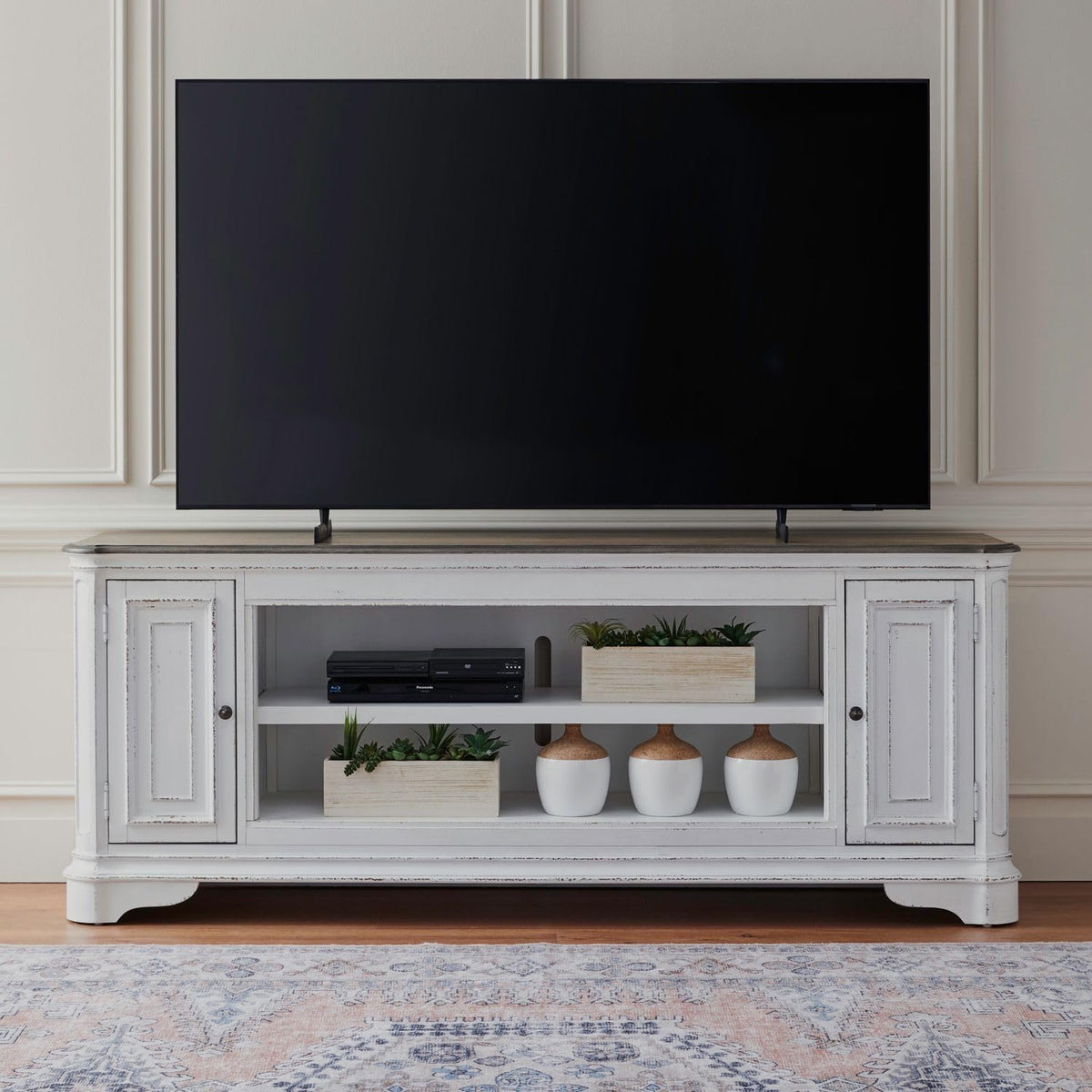 82 Inch Antique White TV Console H27524