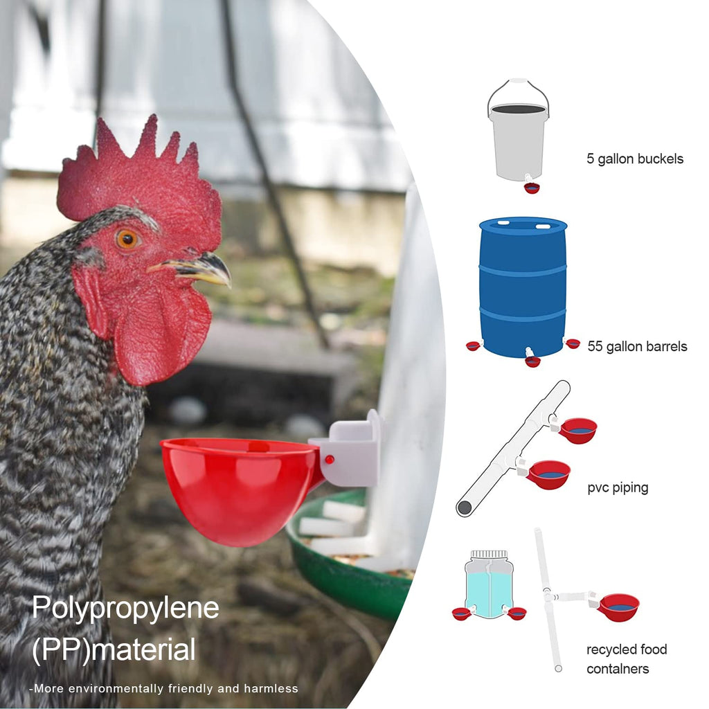 8 Packs Chicken Waterer Cups with Mounting Hole Opener T768