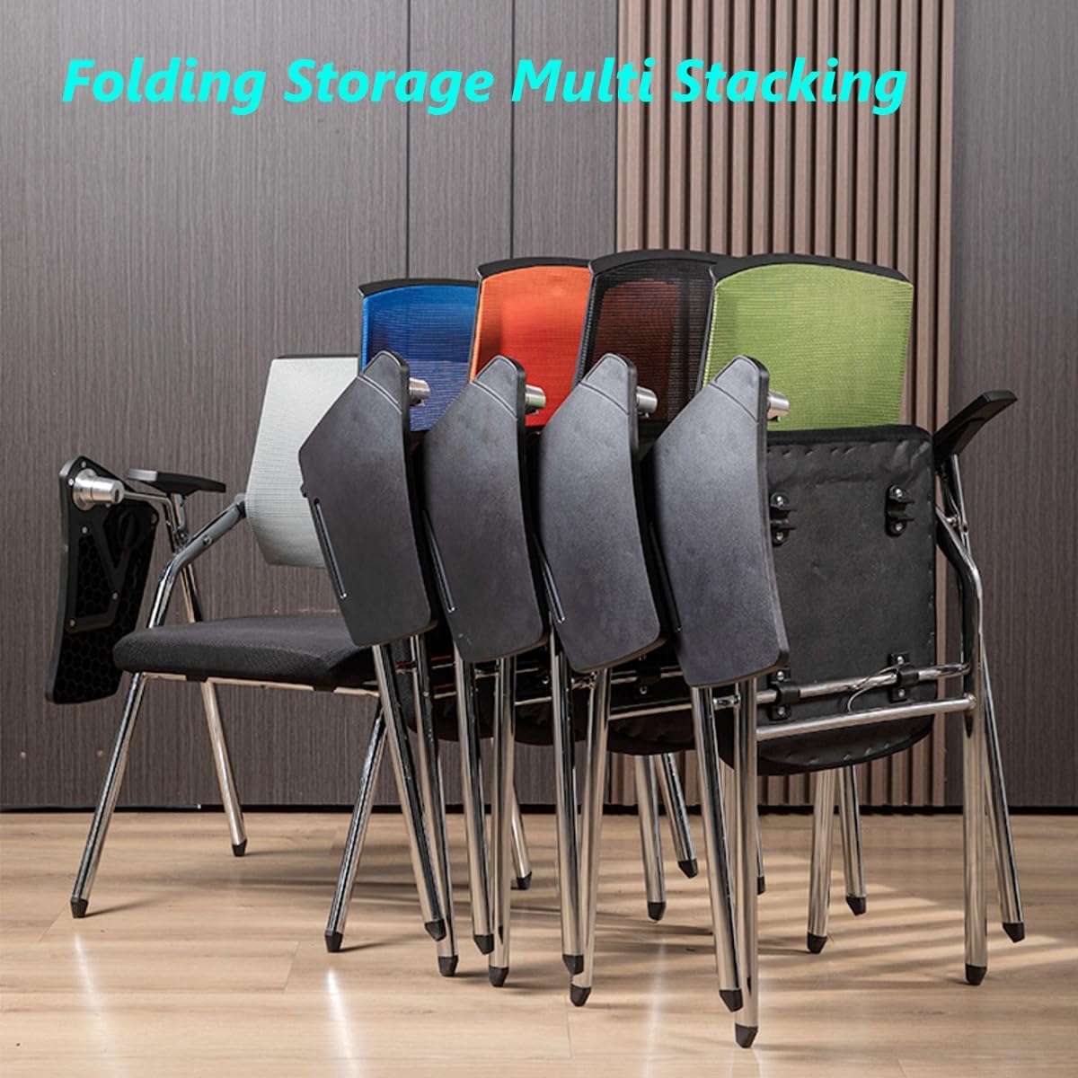 Orange Mesh Folding Stackable Chair with Writing Board Q53510