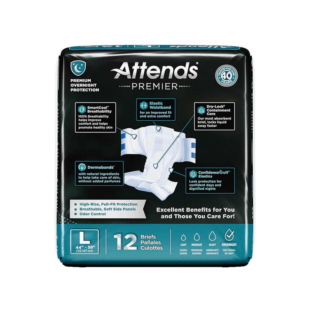 Large Disposable Adult Briefs with Tabs, 12 Ct V508