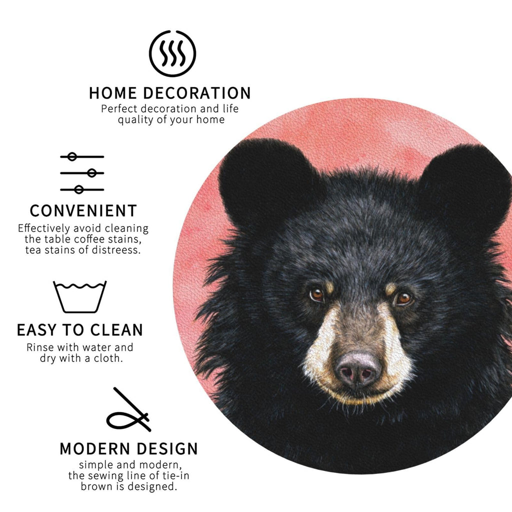 Black Bear Leather Coasters Set of 4 C866