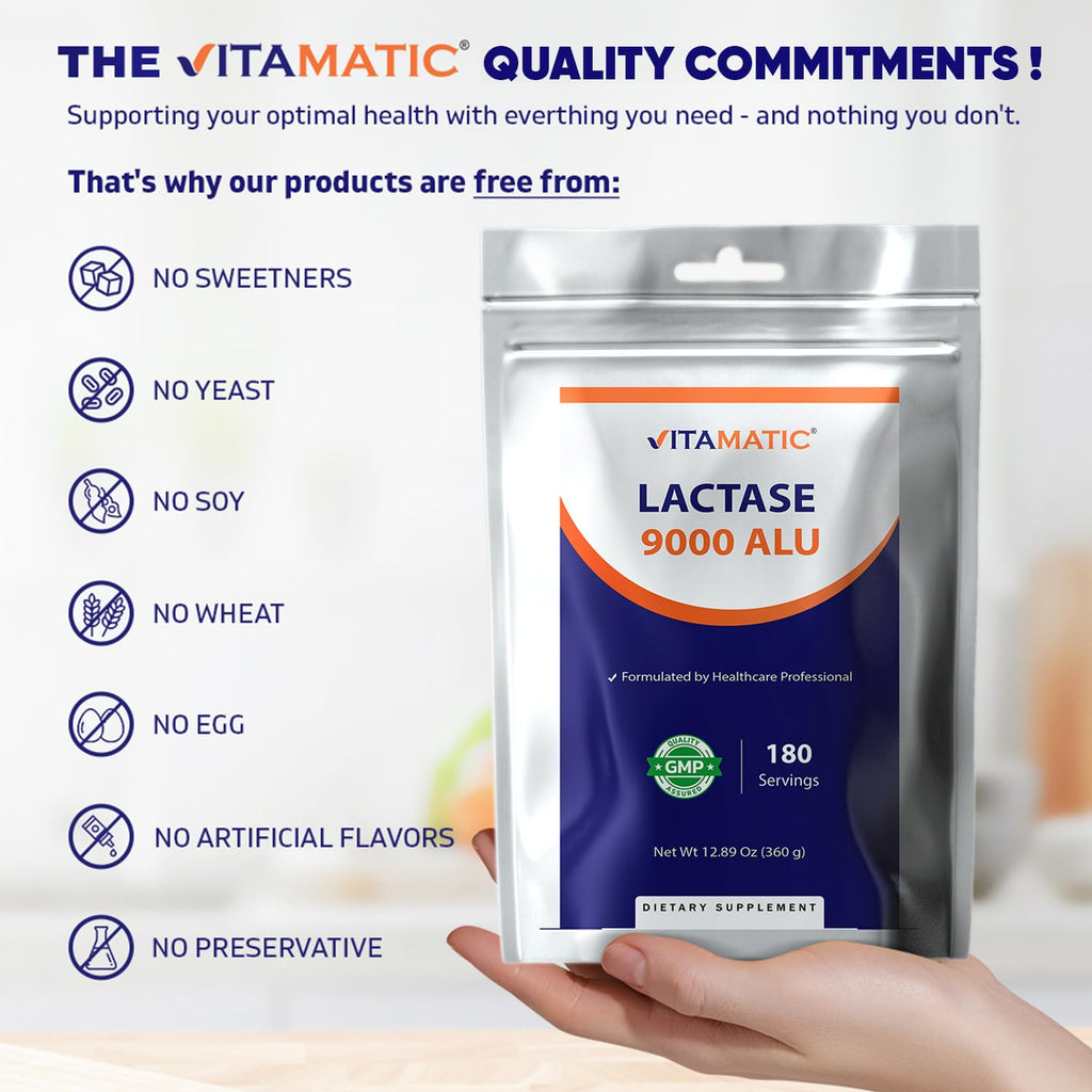Lactase Enzyme Powder 9000 ALU 180 Servings Non-GMO Gluten Free Y863485