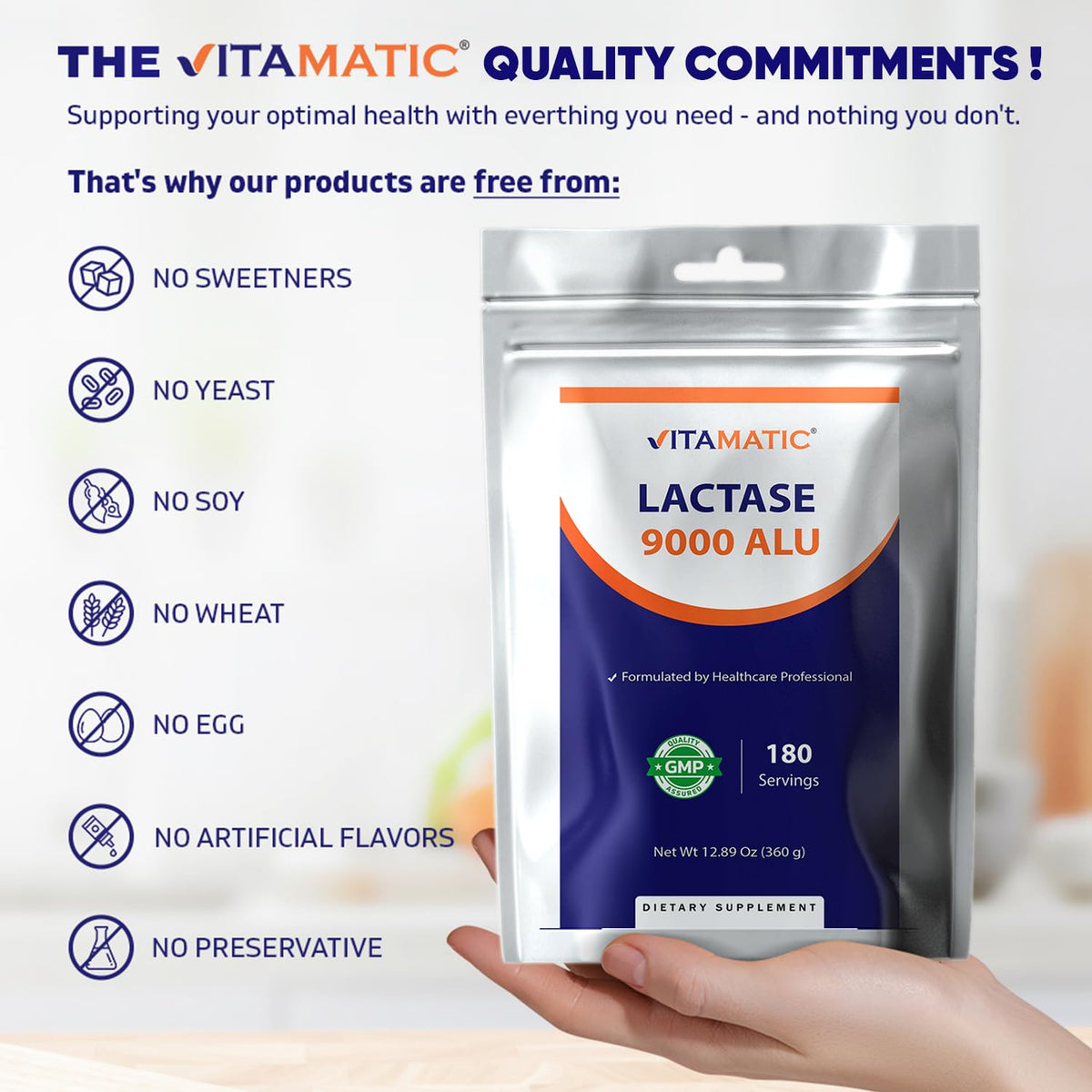Lactase Enzyme Powder 9000 ALU 180 Servings Non-GMO Gluten Free Y863485