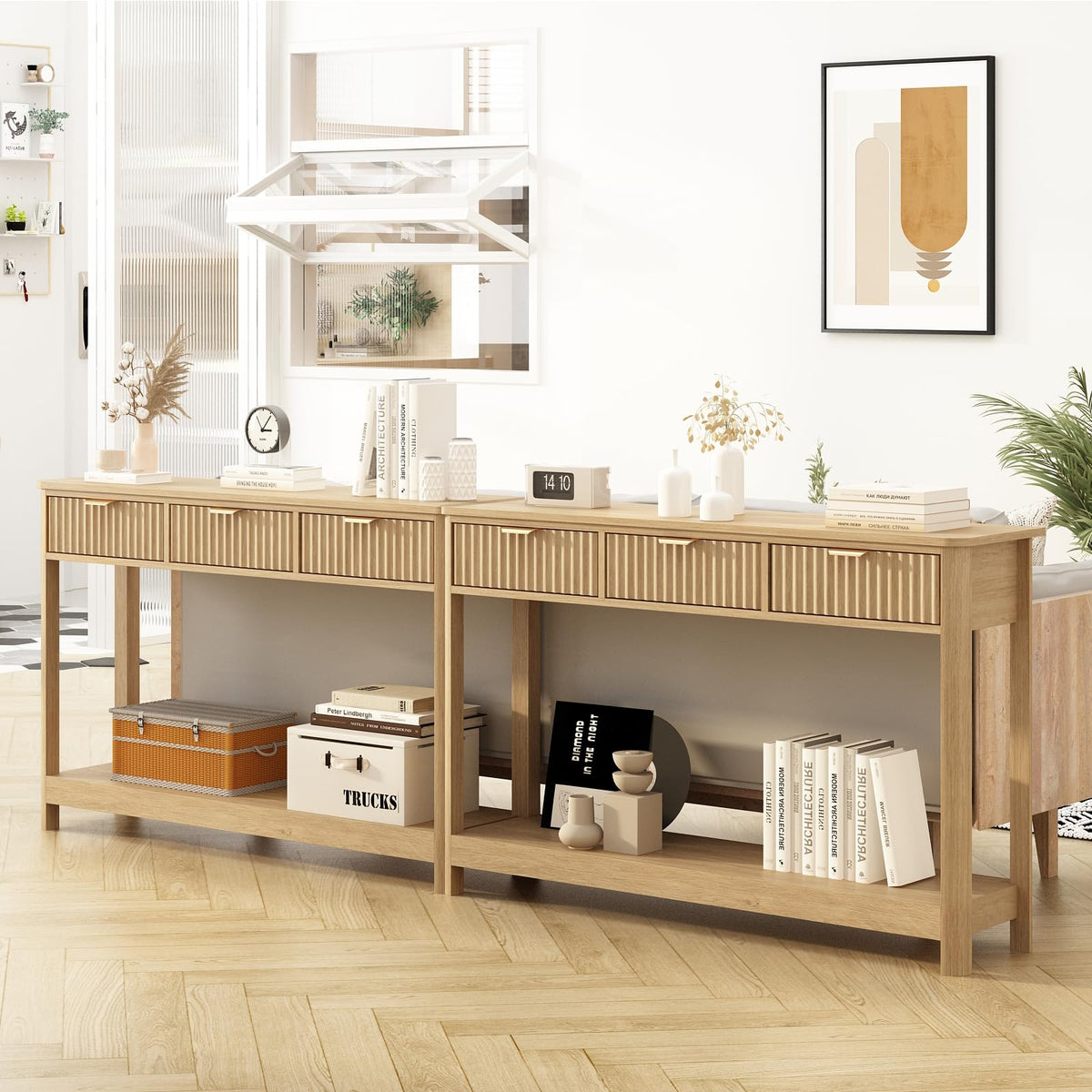 Fluted Console Table with Drawers S14733