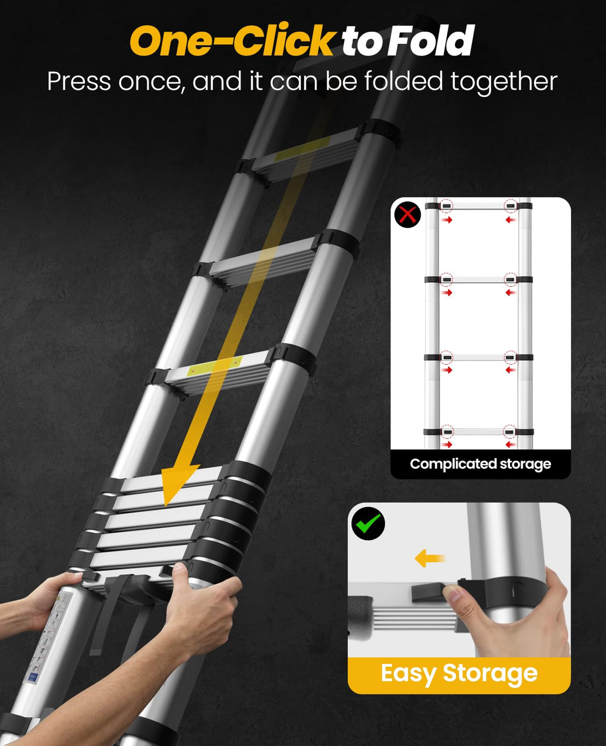 15.8FT Aluminum Telescoping Ladder 330LBS Capacity T94261