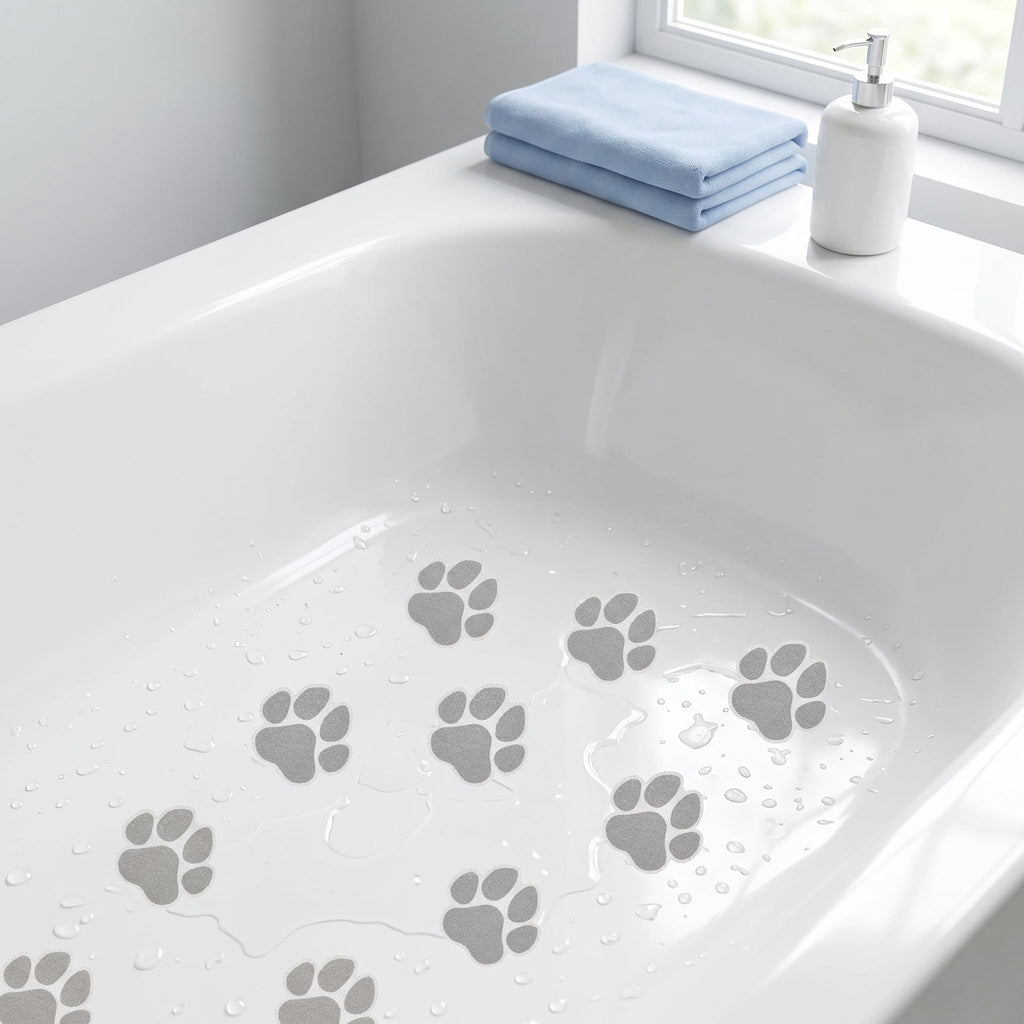 Grey Checkered Dog Paw Non Slip Stickers E64266
