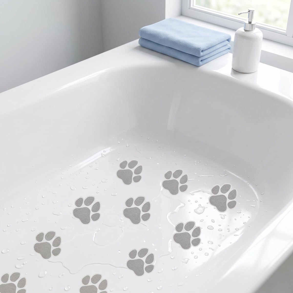 Grey Checkered Dog Paw Non Slip Stickers E64266