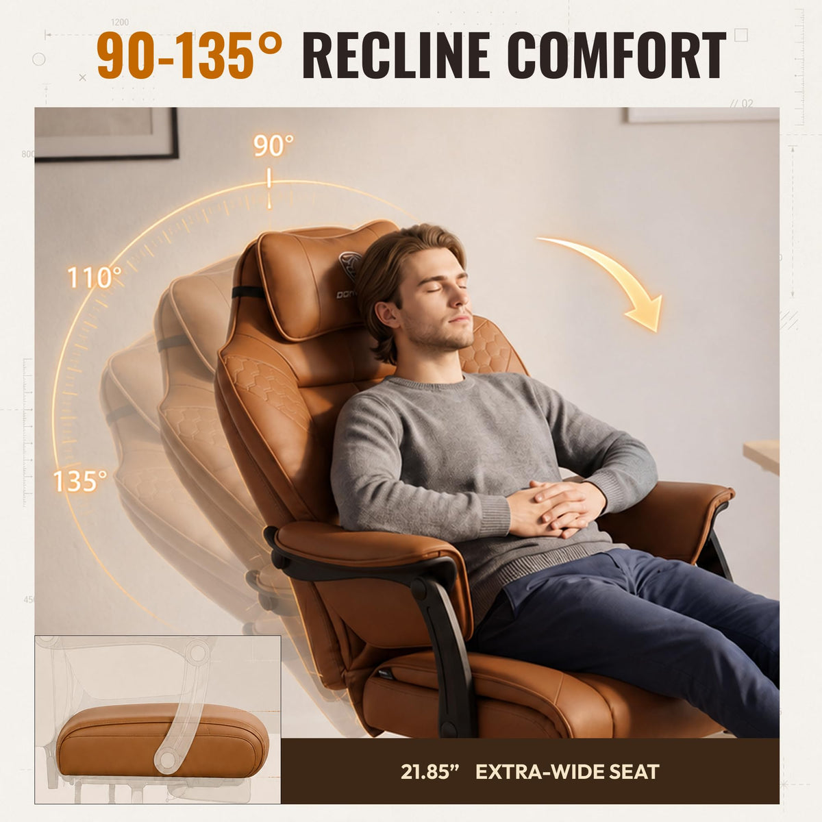 Big and Tall Gaming Chair with Footrest Brown A691284