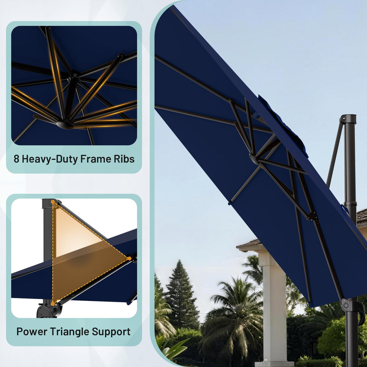 10 X 13 FT Cantilever Umbrella with 360-Degree Rotation V1912