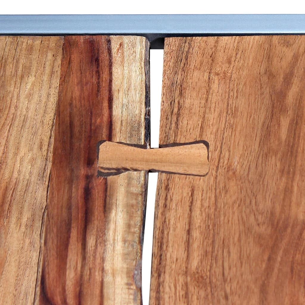 Acacia Wood and Steel Coffee Table Set of 2 Brown L39614