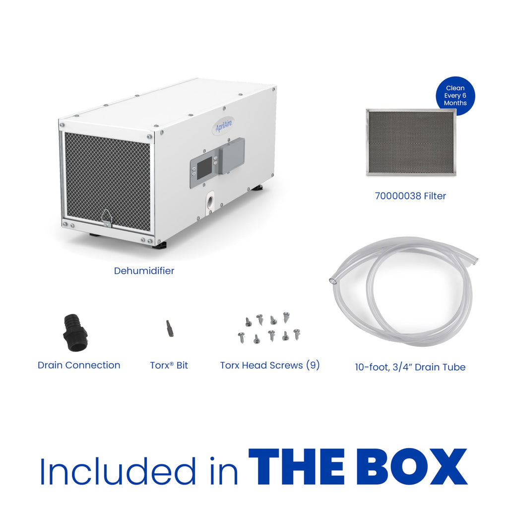 50-Pint Whole-House Dehumidifier with Wi-Fi Thermostat, Drain Hose, Condensate Pump, Bracket, and Hanging Kit R287108