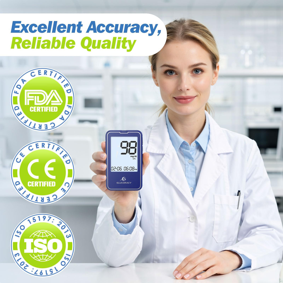 Blood Glucose Monitor Kit with 100 Test Strips X503