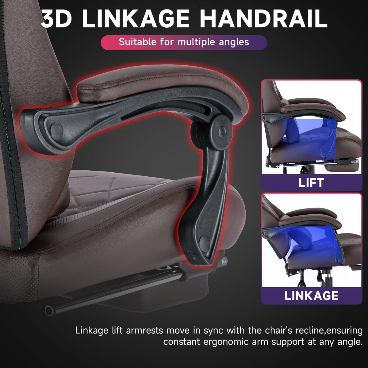 Gaming Chair with Footrest and Massage Lumbar Support E454631