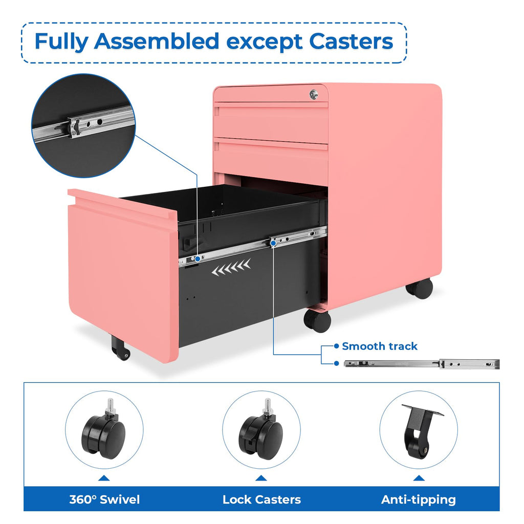 3 Drawer Metal Rolling File Cabinet P73879