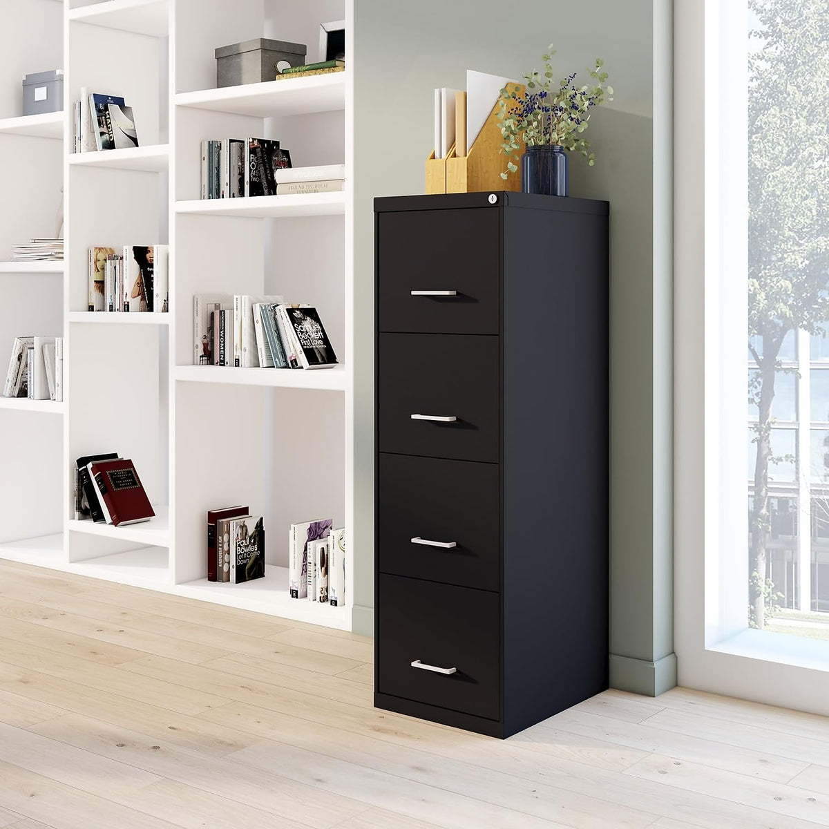 Black 4-Drawer Lockable File Cabinet F754