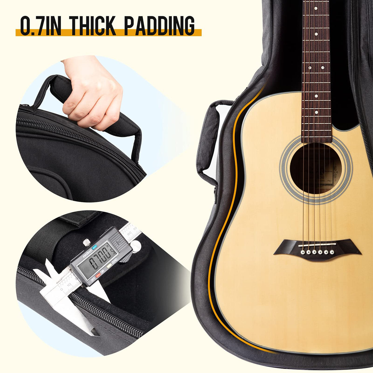 Soft Padded Acoustic Guitar Case with 5 Pockets T319758