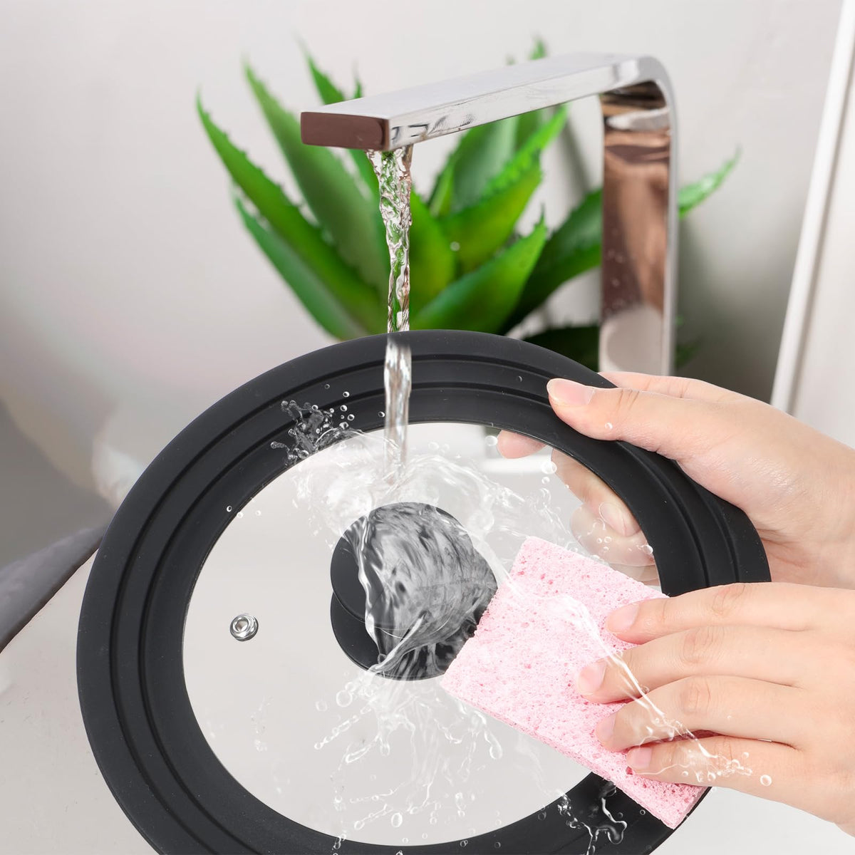 3 Pc Tempered Glass Pot Lids with Silicone Rim K212