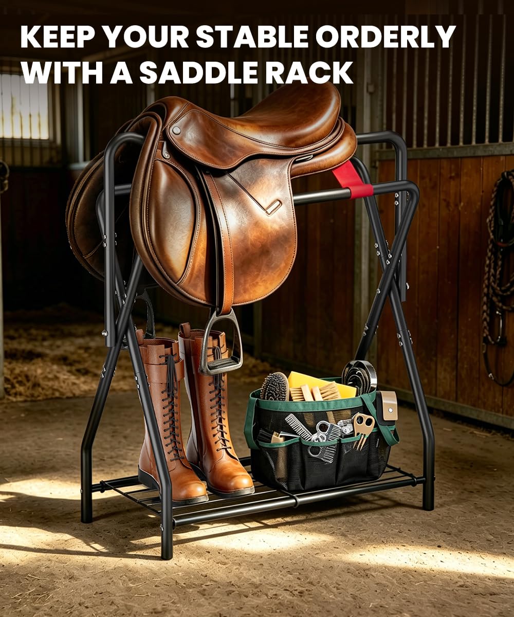Portable Folding Saddle Rack with Storage A185864