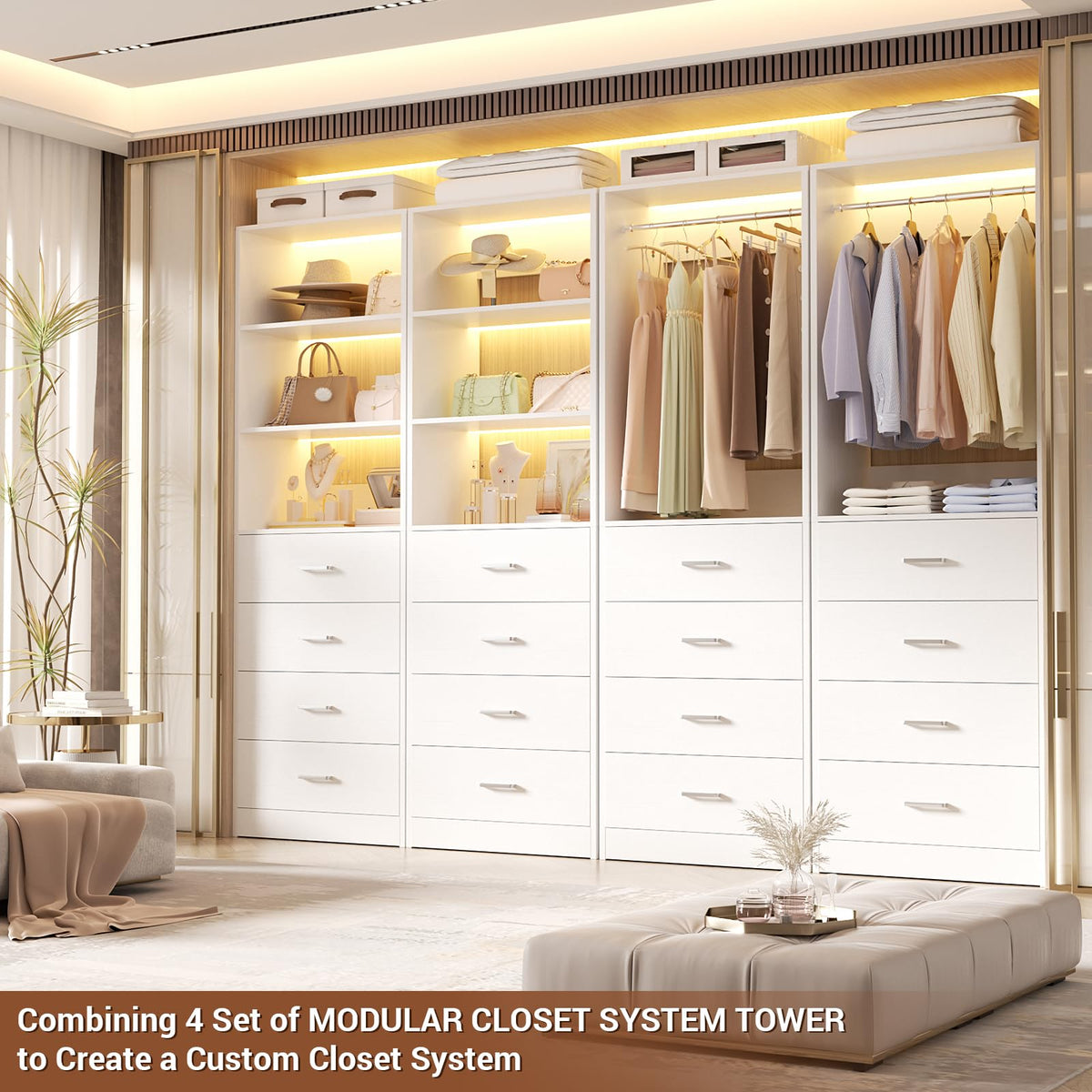 White Wood Closet Organizer System K491605