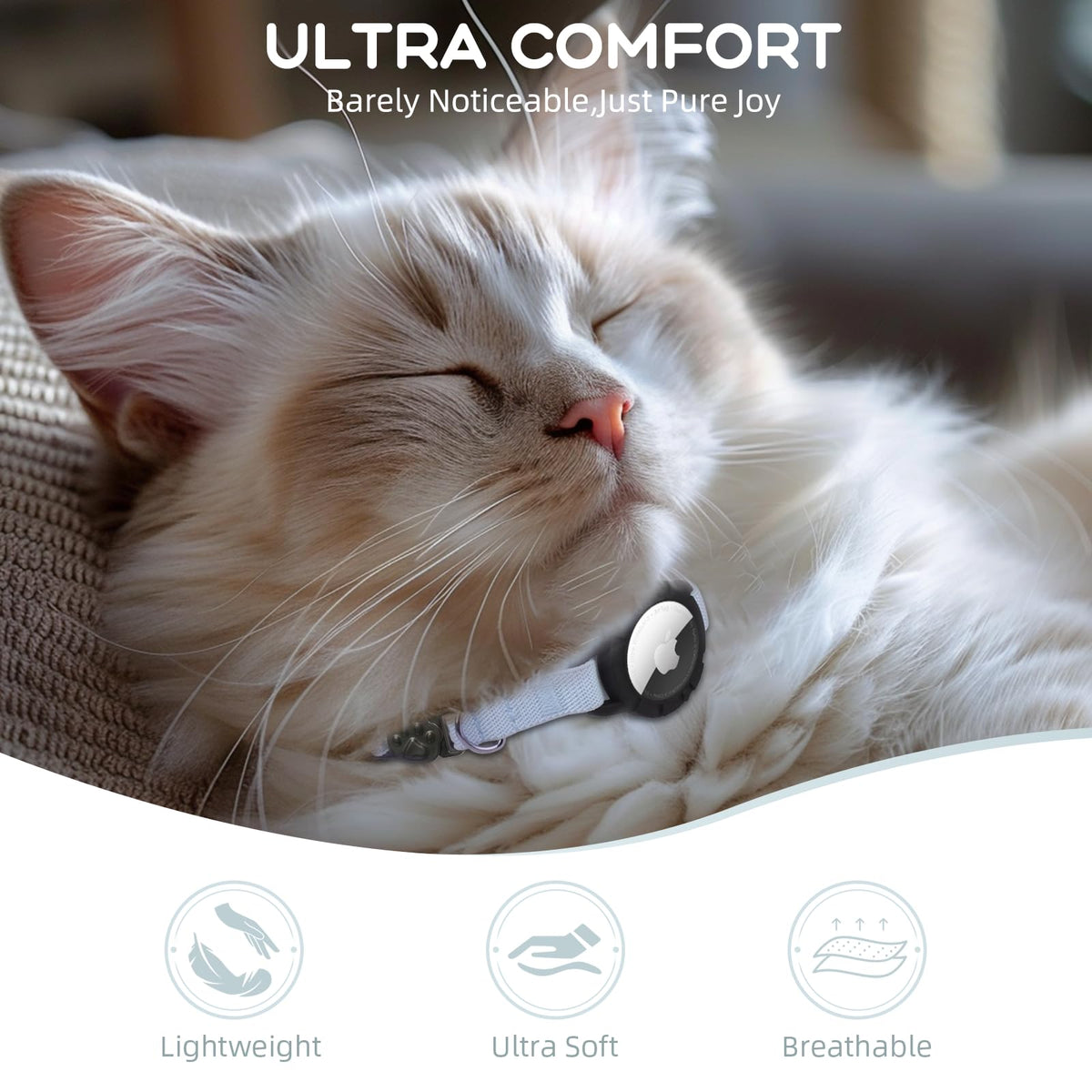 Cat Collar with AirTag Holder and Bell W9078