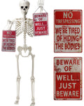 5.4 ft Posable Skeleton with 2 Pack Metal Signs U51901