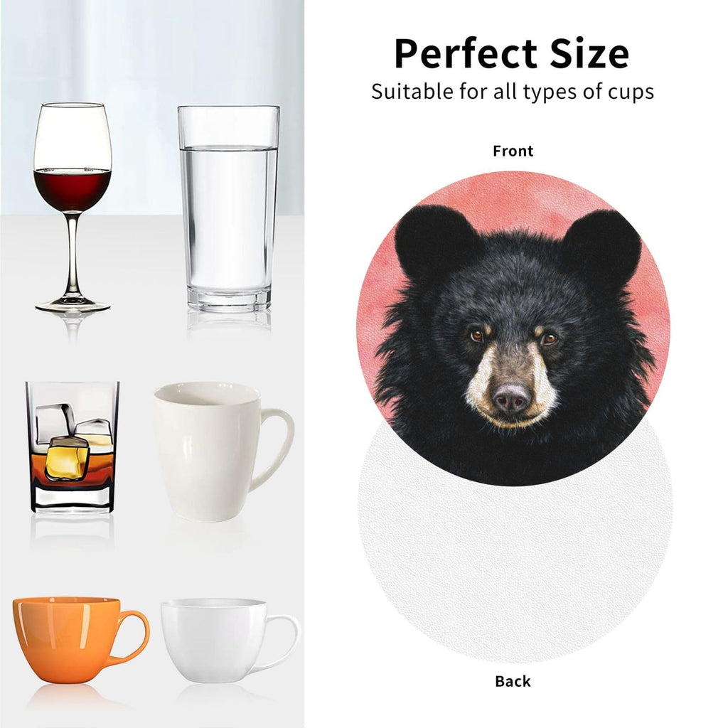 Black Bear Leather Coasters Set of 4 C866