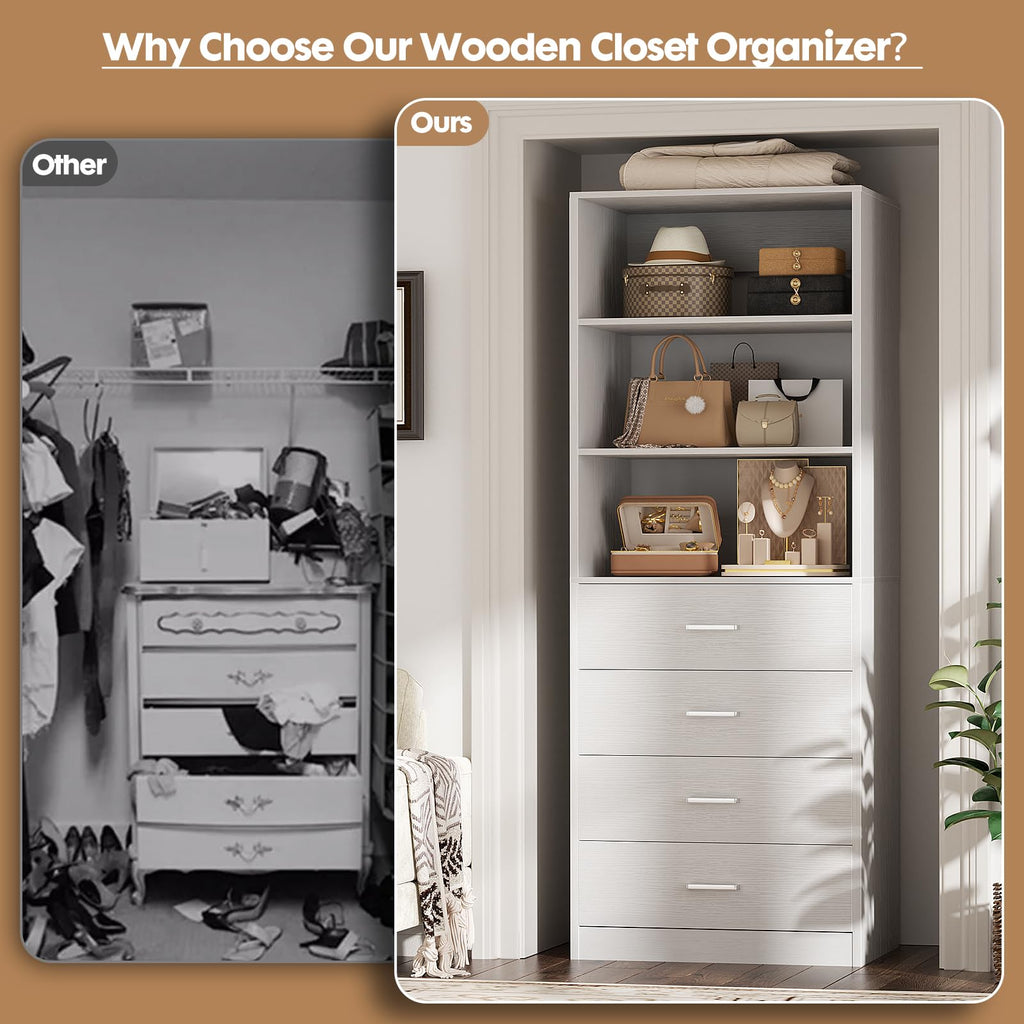 White Wood Closet Organizer System K491605