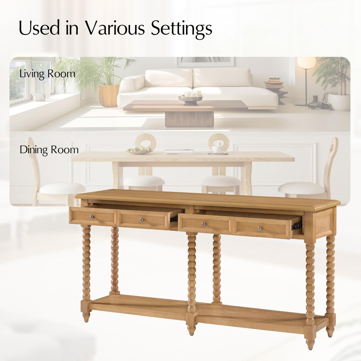 2-Drawer Oak Console Table B871630