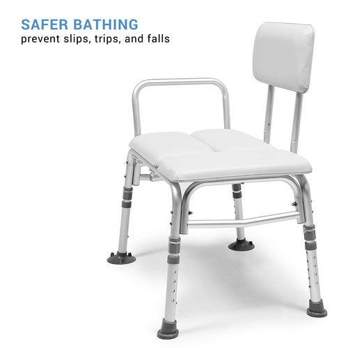 2-in-1 Tub Transfer Bench & Shower Chair, Padded Seat & Back, Height Adjustable O51892