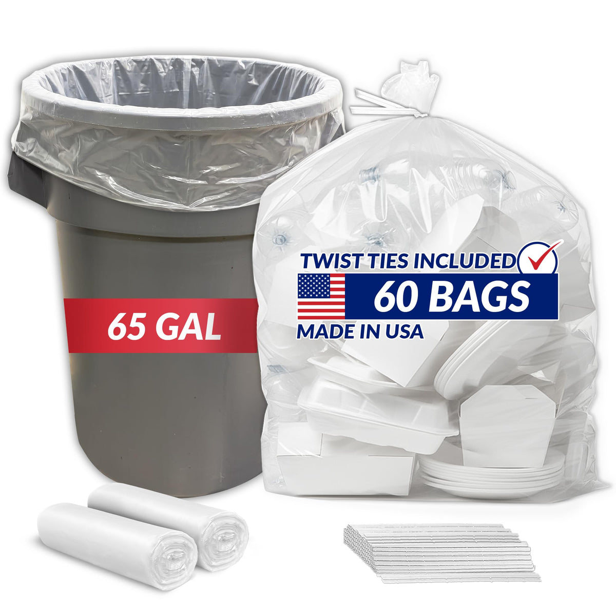 65 Gallon Heavy Duty Trash Bags Z618