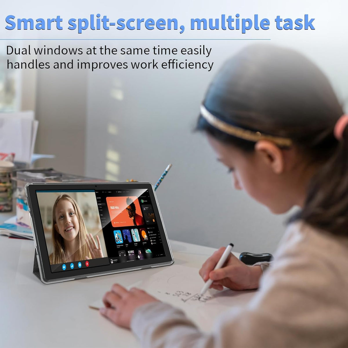 Android 15 Tablet 10 Inch 12GB RAM 64GB ROM 2 in 1 Blue Set D38242