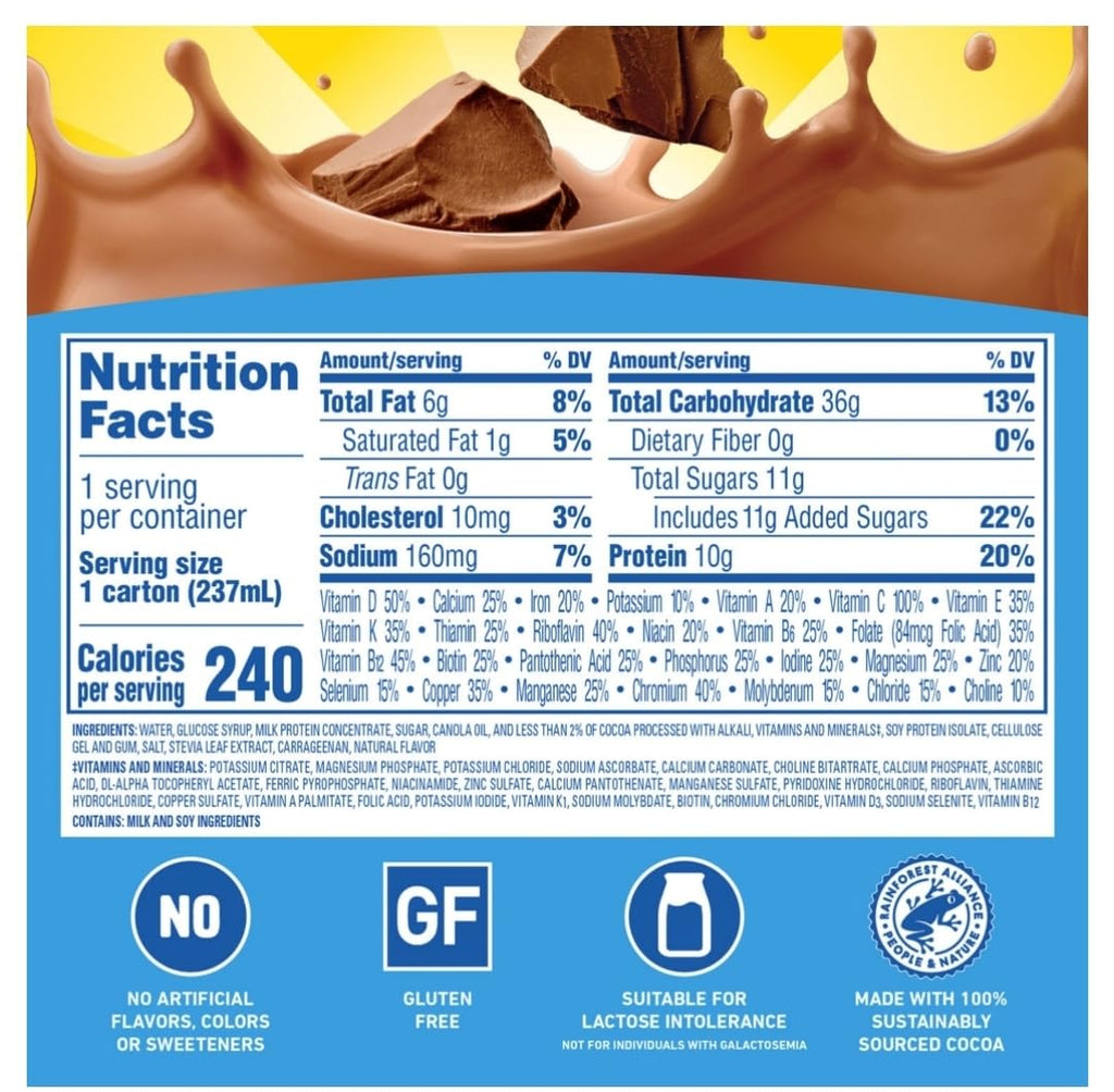High-Protein Nutritional Shakes Milk Chocolate 8 fl oz 24 Ct D101414