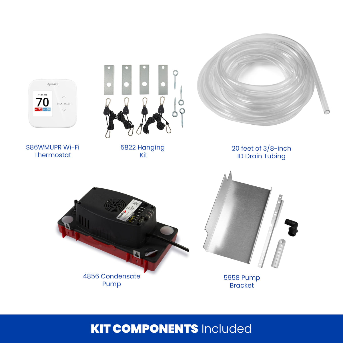 50-Pint Whole-House Dehumidifier with Wi-Fi Thermostat, Drain Hose, Condensate Pump, Bracket, and Hanging Kit R287108