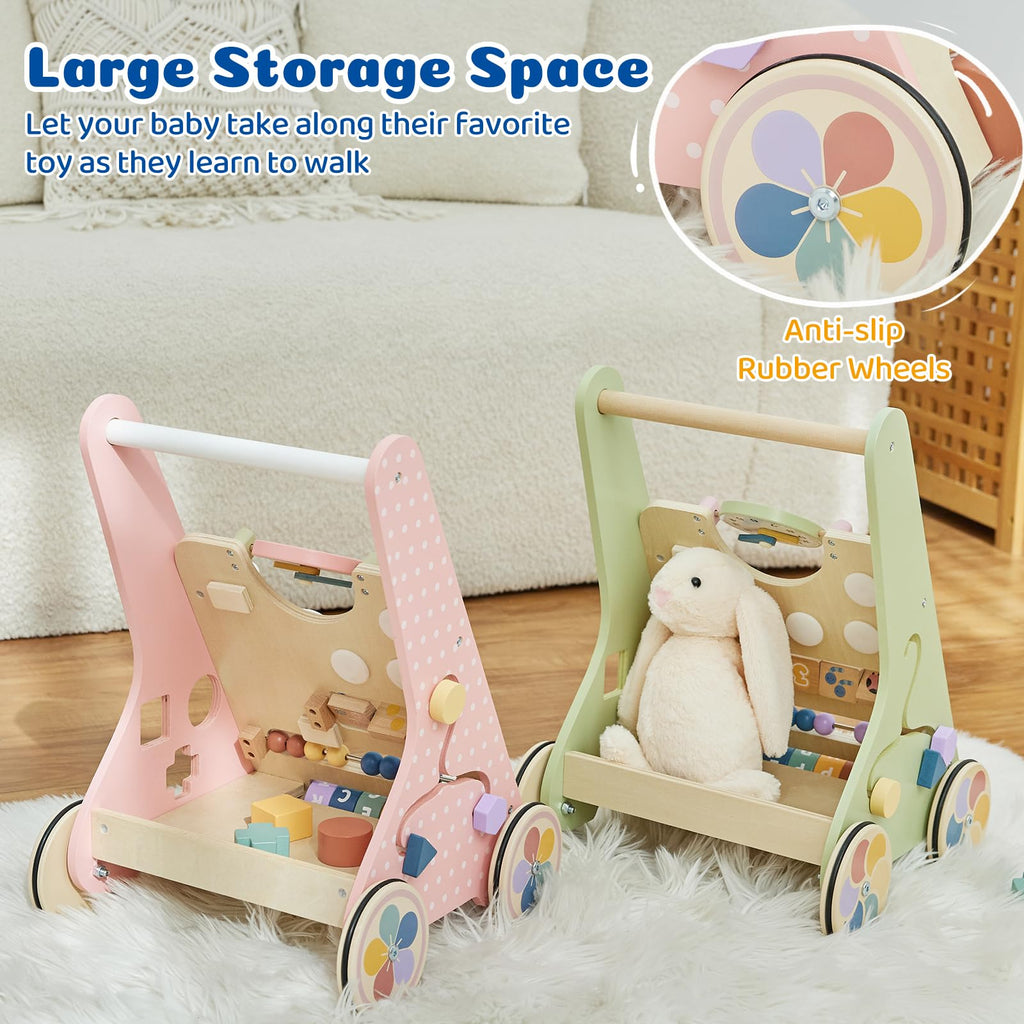 Pink Wooden Baby Walker M75427