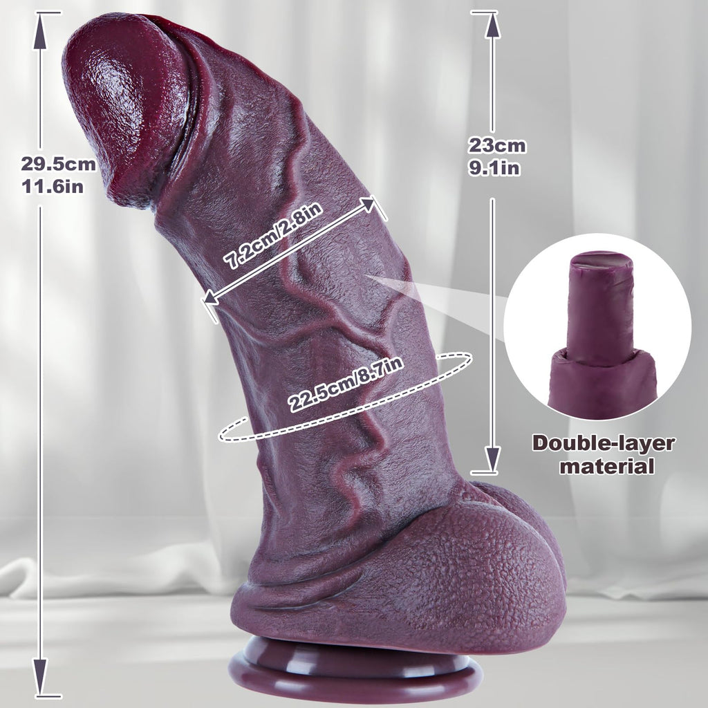11.6" Black Silicone Suction Cup Dildo J58871