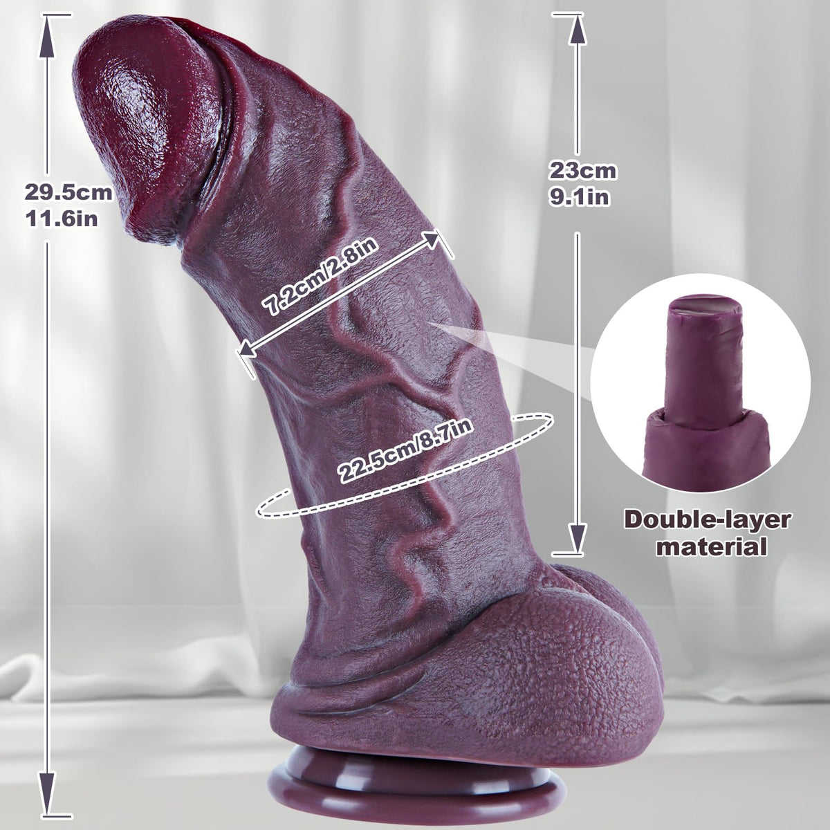 11.6" Black Silicone Suction Cup Dildo J58871