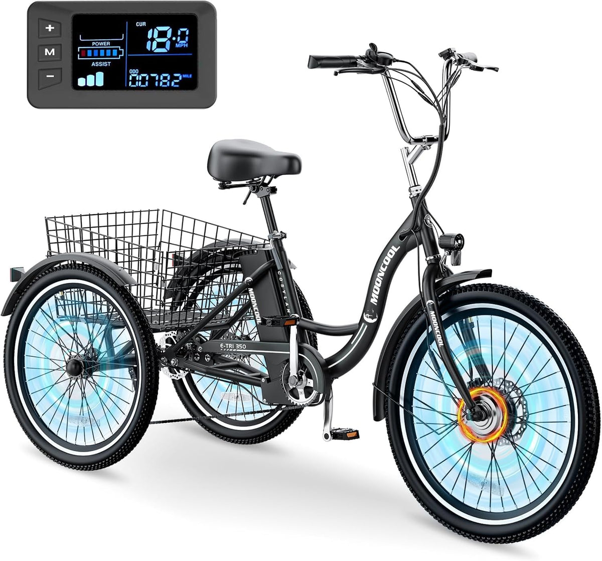 350W 36V 7 Speeds Electric Tricycle with Basket S5770